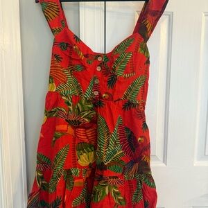 FARM Rio Vibrant Red and Green Dress